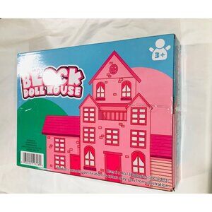 Block Doll House Toy For Kids 3+  Includes 6x AG13 Batteries  Bright Pink Design